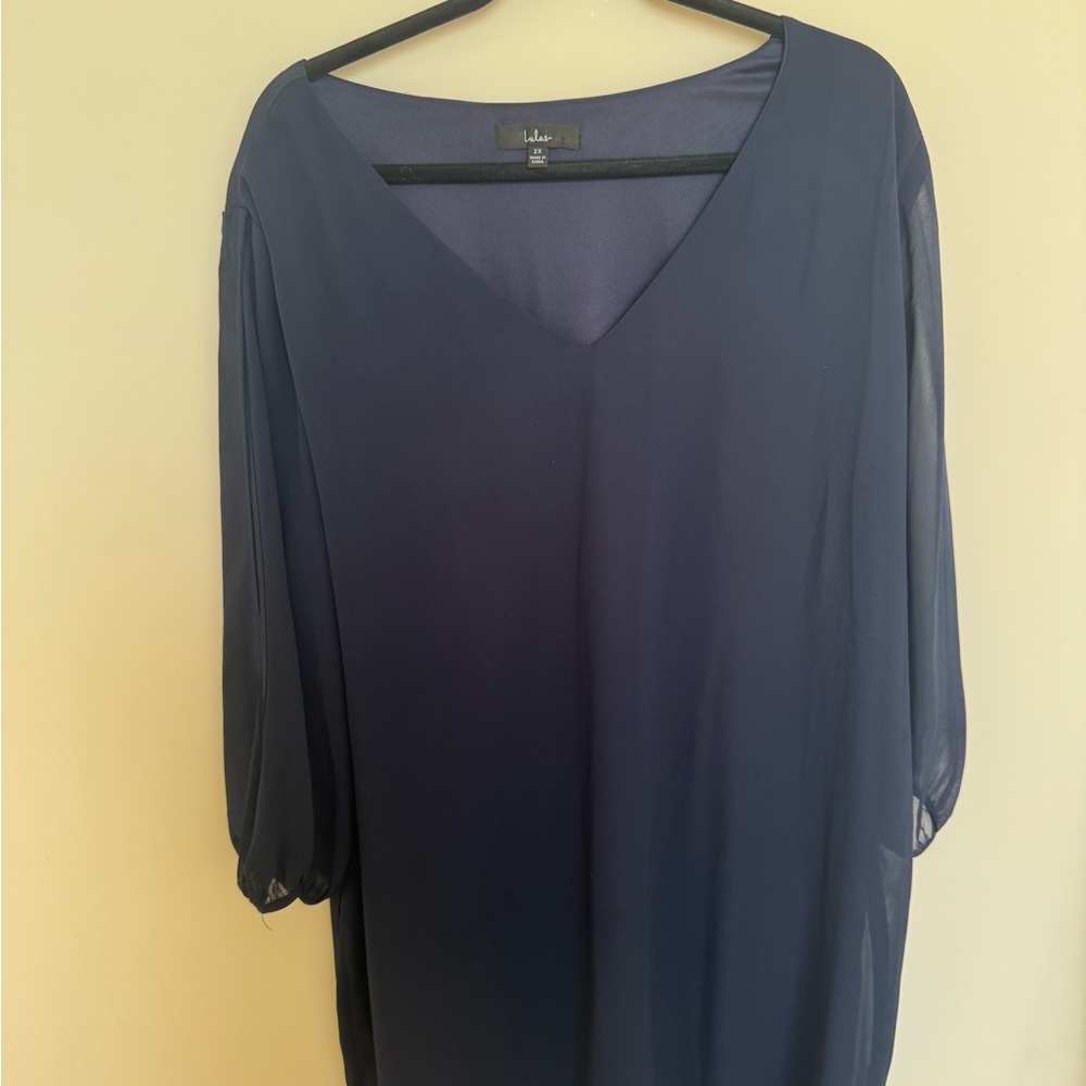 Lulu's Navy V-Neck Mini Dress